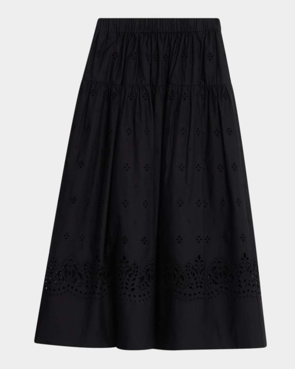 Jay Eyelet Midi Skirt